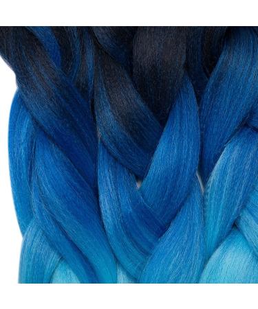 Tess Braids Extensions Blue 60 cm | 5 Pack Jumbo Kanekalon Hair Braids for Box Braids - 100g #48 Blue Ombre - Buy Online on SooperMarket.com