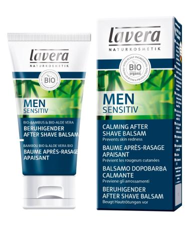 lavera Men Sensitiv soothing aftershave balm - with organic bamboo & organic aloe vera - prevents skin redness & soothes stressed sensitive skin - natural cosmetics - vegan - organic (1 x 50 ml)
