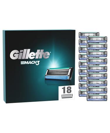 Gillette Mach3 razor blades 18 replacement blades for men's wet razors with 3-blade 18 pieces (1 pack) 18 blades