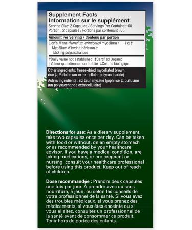 Host Defense Lions Mane Mushroom Supplement 120 Mushroom Capsules for Brain Health | 1000mg Lion's Mane Powder per Serving |Mushroom Supplements for Brain & Nervous System Support | Mushroom Powder Extract Pills Host Defense Mushrooms| Lion's Mane Pills - Buy Online on SooperMarket.com
