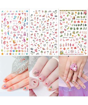 Konsait Mixed Nail Stickers (1200+ Designs) - Flower Animal/Fruit/Mermaid 3D Nail Art Decals for Women, Girls, Kids - Self-Adhesive Tips for Birthday Party Favors - Buy Online on SooperMarket.com