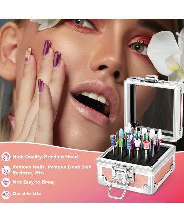 Onism 25Pcs Nail Drill Bits Set - Professional Tungsten Carbide & Ceramic Nail Tools for Manicure/Pedicure Acrylic & Gel Polish Remover - Includes Nail Tool Box & Pink Sanding Bands - Buy Online on SooperMarket.com