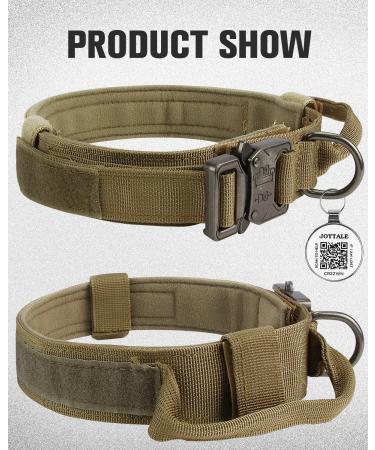 Joyal Tactical Dog Collar | Adjustable Dog Collar with Handle for Medium-Sized Dogs | QR Code Feature | Durable Khaki Design - Buy Online on SooperMarket.com