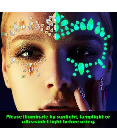 Glow in the Dark Face Jewels and Chunky Glitter Set for Halloween Makeup - 14 Sheets - Buy Online on SooperMarket.com