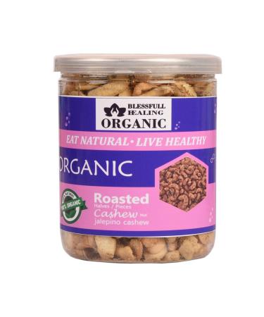 Blessfull Healing Organic Natural Vegan Jalapeno Roasted Halves/Pieces Cashew Nuts Crunchy Kaju 250 Gram