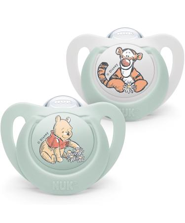 NUK Star Babyschnuller |0 6 months |Calms 99 % of babies |BPA-free silicone pacifier |Winnie the Pooh |With etui |2 pieces of 0-6m standard Winnie Pooh