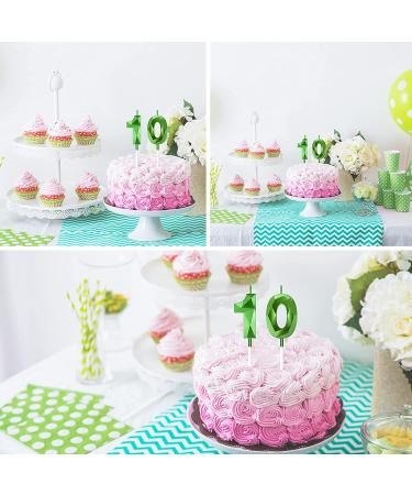 10th Birthday Number Candles - Happy Birthday Cake Topper Decoration in Green - Buy Online on SooperMarket.com