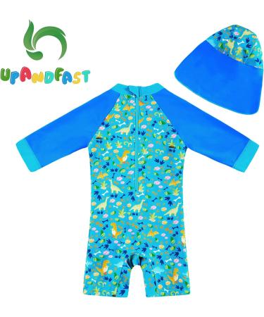 UPF 50+ Blue Dinosaur Baby Swimwear | Snap Bottom One Piece Swimsuit for Boys/Girls 12-18 Months - Buy Online on SooperMarket.com