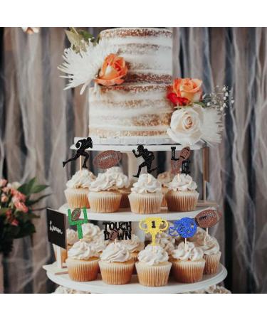 Rsstarxi 24 Pack Rugby Ball Cupcake Toppers Black Football Cupcake Toppers Football Players Sport Cupcake Picks Super Rugby Touch Down Sports Theme Baby Shower Birthday Party Cake Decorations Design 2 - Buy Online on SooperMarket.com