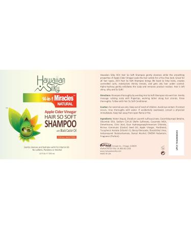 Hawaiian Silky Apple Cider Vinegar Shampoo - Sulfate-Free 12 fl oz | Black Castor Oil for Dry Scalp | 14-in-1 Miracle Shampoo for Men Women & Kids - International Shipping Available - Buy Online on SooperMarket.com