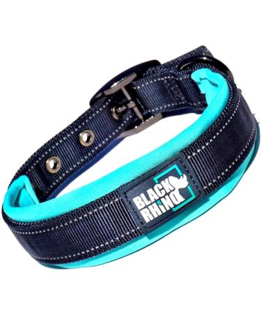 Black Rhino Comfort Collar - Super Soft Neoprene Dog Collar for All Breeds | Adjustable Reflective & Weatherproof | Aqua/Gray Medium - Buy Online on SooperMarket.com