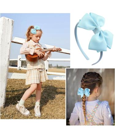 SKHAOVS 33 Pieces Sky Blue Girls School Hair Accessories Kit Girls Hair Accessories Set Ribbon Style Bow Bobbles Headband Large Cheer Bow Hair Accessories Girl Teen Toddler Birthday Gift (Sky Blue) - Buy Online on SooperMarket.com
