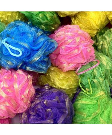 20 Large Elegant Zari 40g Golden Lace Bath or Shower Loofah in Assorted Colors Wholesale Bulk Lot