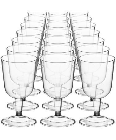 DecorRack 24 Wine Glasses, 6 Oz Plastic Party Wine Cups, Perfect for Outdoor Parties, Weddings, Picnics, Stackable, Reusable, Disposable Stemmed Clear Wine Glasses (Pack of 24)