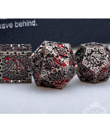 DND Metal Dice Set ARUOHHA Dungeons and Dragons Dice with Gift Box Polyhedral Dice Set Large D&D Dice for MTG Warhammer Pathfinder RPG D+D Roll Playing Dice 6 Sided D and D Dice D20 D12 D10 D8 D6 D4 Ancient Silver With Blood Splash - Buy Online on SooperMarket.com