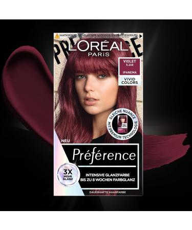 L'Or al Paris Intensive Permanent Hair Color 5.26 Violet - Long-Lasting Shine & Intensive Color (273 g) - Pr f rence Vivid Colors - Buy Online on SooperMarket.com