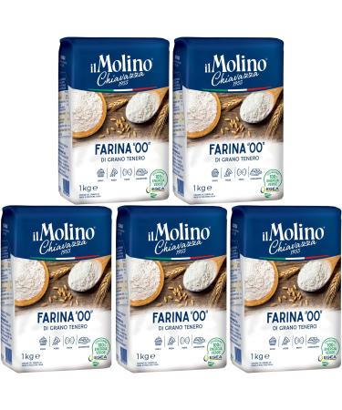 il Molino Chiavazza Type 00 Soft Wheat Flour 1kg - Pack of 5 - Multipurpose Flour | Ideal for Cakes Breads Pizza & Fresh Pasta 1.00 kg (Pack of 5) - Buy Online on SooperMarket.com