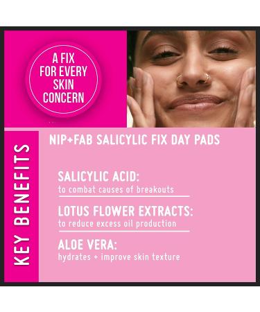 Nip + Fab Salicylic Acid Fix Day Pads for Face with Aloe Vera - Exfoliating BHA Pads for Skin Hydration, Acne, and Pore Refinement - 60 Pads - 2.7 oz - Buy Online on SooperMarket.com
