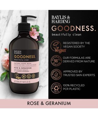 Baylis & Harding Goodness Rose & Geranium Toiletries Bundle - 6 x 500ml Hand Wash & Bath Soak - Vegan Friendly Hand & Bath Bundle - Buy Online on SooperMarket.com