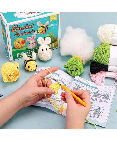 OPOUNT Beginner Crochet Kit - Complete Crochet Set for Adults and Kids - Make 4 PCS Animals - Step-by-Step Instruction and Video Tutorial - Buy Online on SooperMarket.com