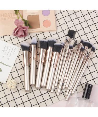 MAANGE 16 Pcs Professional Makeup Brushes Set with Sponges and Cleaner - Champagne Gold - Buy Online on SooperMarket.com