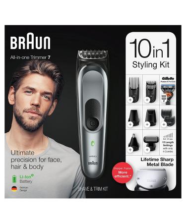 Braun Hair Clippers for Men MGK7221 - 10-in-1 Body Grooming Kit with Beard, Ear, and Nose Trimmer - Black/Silver - Buy Online on SooperMarket.com