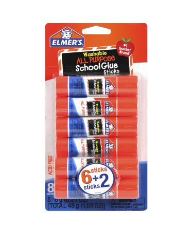 Elmer's All Purpose School Glue Sticks Washable 6g 8 Count (E5004) White