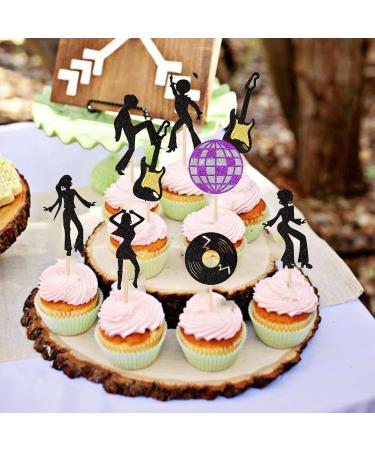 Rsstarxi 24 Pack 70's Disco Dancing Cupcake Toppers Glitter 80's Disco Dancer Cupcake Picks 70's 80's Disco Cake Decorations for Music Ball Disco Theme Wedding Birthday Party Decorations Design 1 - Buy Online on SooperMarket.com