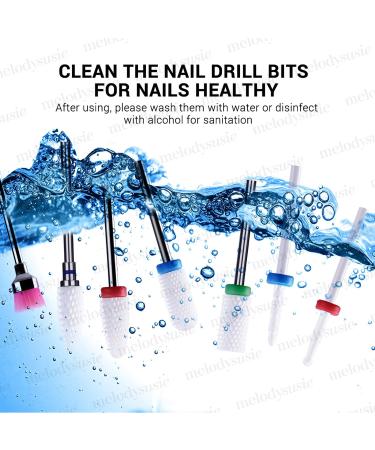 MELODYSUSIE Nail Drill Bits Set - Professional Ceramic Safety 3/32 Bits for Acrylic and Gel Nails - 7pcs Set for Precise Filing and Cuticle Removal - Buy Online on SooperMarket.com