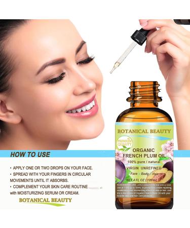 Buy 100% Pure Organic Plum Oil - Cold Pressed Carrier Oil for Face Skin Hair & Nails | 4 Fl. oz - Botanical Beauty - Buy Online on SooperMarket.com