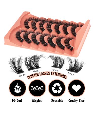 Alphonse D Curl Faux Mink Fluffy False Eyelashes | DIY Cluster Lashes | Natural Wispies | 7 Pairs Pack | Style A - Buy Online on SooperMarket.com