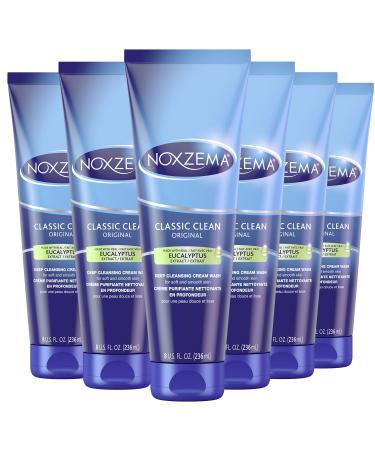 Noxzema Deep Cleansing Cream For healthy-looking and soft skin Original Face Cleanser Face Wash Removes Dirt Makeup and Oil 8oz 6 Count