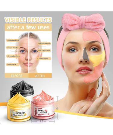 5-Piece Face Mask Set for Deep Pore Cleansing with Turmeric, Vitamin C, Dead Sea Mud, and Rose Clay Masks Ideal Skincare Gift for Women - Buy Online on SooperMarket.com