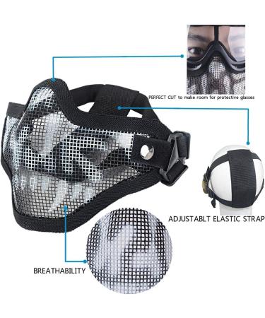 Airsoft Half Lower Face Mask and Goggles Set - Steel Metal Mesh for BB Gun/CS Game/Paintball - Anti-UV Tactical Military Eyewear for Men Women Kids - Buy Online on SooperMarket.com