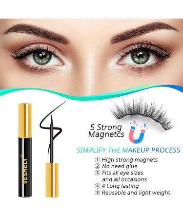 VESHELY Magnetic Eyelashes & Eyeliner Kit â€“ 10 Pairs 3D6D Natural Look, Waterproof & Easy to Remove - Buy Online on SooperMarket.com