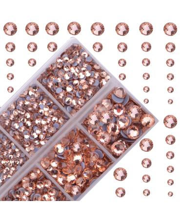 4000Pcs Mixed Size Hot Fix Round Crystals Gems Glass Stones Hotfix Flat Back Rhinestones (Champagne)