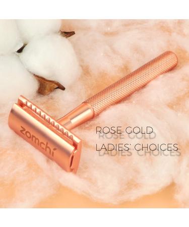 Eco-Friendly Rose Gold Razor Plane & Stand | Women's Zero Waste Safety Razor | Metal Plastic-Free Shaving for Intimate Areas - Buy Online on SooperMarket.com