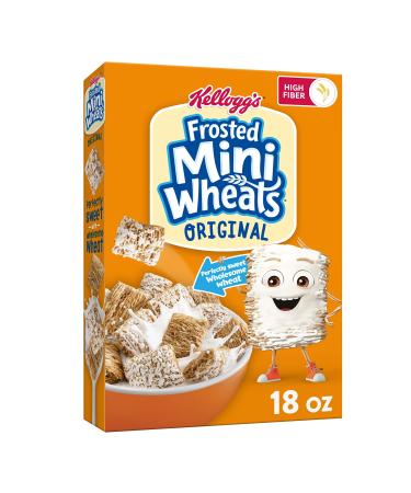 Kellogg's Frosted Mini-Wheats Cold Breakfast Cereal, High-Fiber, Whole Grain, Original, 18oz Box (1 Box)