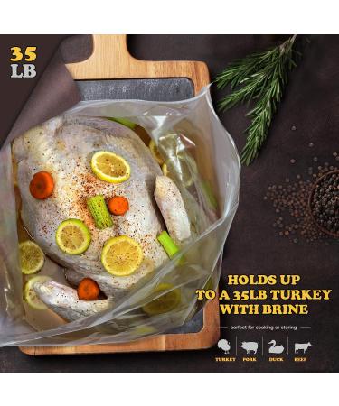 2 Pack Extra Large Turkey Brining Bags with Double Zippers - 35 lb Capacity, Includes Strings and Clips - Ideal for Turkey, Chicken, Beef, Pork - Buy Online on SooperMarket.com