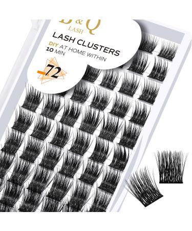 Cluster Lashes 16mm 72 Clusters B&Q Lash Clusters D Curl Individual Cluster Lashes Natural Eyelash Clusters DIY Lash Extensions Soft Fluffy Cluster Eyelash Extensions (B21 D-16mm) D-16 mm B 21