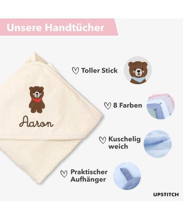 Personalized Pink Hooded Baby Towel (75x75cm) - 100% Cotton | Upstitch Studio - Buy Online on SooperMarket.com