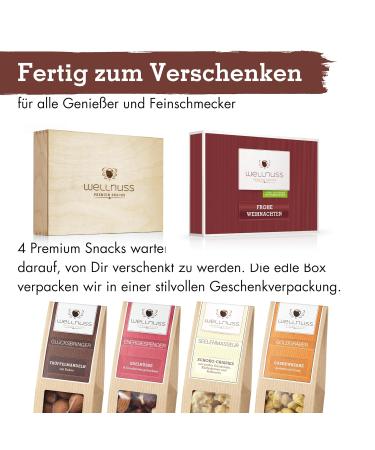 Wellnut Christmas Box | 4 Premium Nut & Chocolate Snacks in Birch Wood Gift Box | Perfect for Family & Friends | Additive-Free Treats - Buy Online on SooperMarket.com