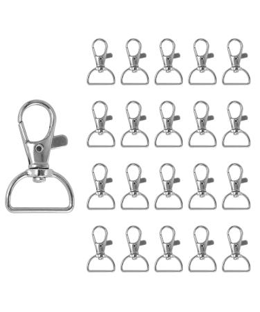 80 Pack Silver Lanyard Swivel Snap D Ring Hooks for Crafts and Purse Hardware (1.5 L X 0.75 W)