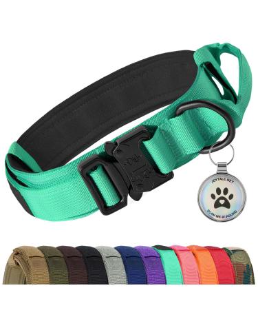 Joytale Tactical Dog Collar | Dog Collar with Handle | Dog Collar Large Dogs with QR Code Dog Tag Turquoise XL XL Turquoise