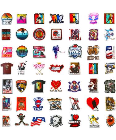 Hockey Stickers for Kids & Adults (100 pcs) | Waterproof Sports Vinyl Sticker Set for Laptop, Scrapbook | Re-Stickable Helmet, Luggage, Water Bottle Stickers by GlibertVillageGoods - Buy Online on SooperMarket.com