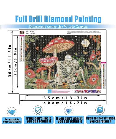 Mushroom Flower Butterfly Skeleton Moon Diamond Painting Kit - 6 Pack DIY 5D Full Drill Diamond Art Set for Adults | Gem Craft and Home Decor - 12x16inch - Buy Online on SooperMarket.com