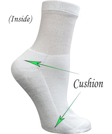 Yomandamor Bamboo Diabetic Ankle Socks - 6 Pairs, Non-Binding Top, Cushion Sole - Size L (3-8) White - Buy Online on SooperMarket.com