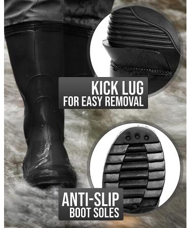 Foxelli Chest Waders - Waterproof Fishing Waders for Men & Women with Boots | Lightweight 2-ply Nylon/PVC Construction | Size 10 - Buy Online on SooperMarket.com
