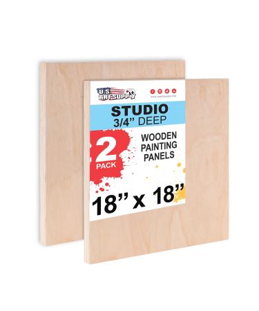 U.S. Art Supply 18 x 18 Birch Wood Paint Pouring Panel Boards Studio 3/4 Deep Cradle (Pack of 2) - Artist Wooden Wall Canvases - Painting Mixed-Media Craft Acrylic Oil Watercolor Encaustic