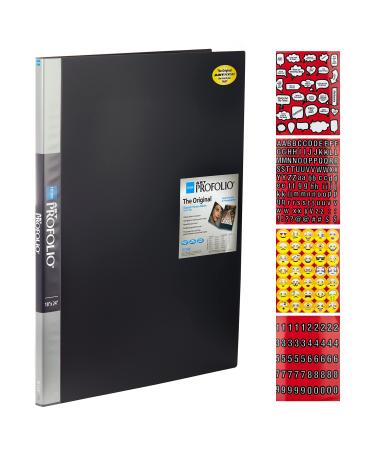 Itoya Polyproplene Art Storage/Display Books 18 x 24 | 24 Pages/48 Views | Scrapbooking Stickers 4 Pages of Emojis  Quotes  Letters & Numbers 18 x 24